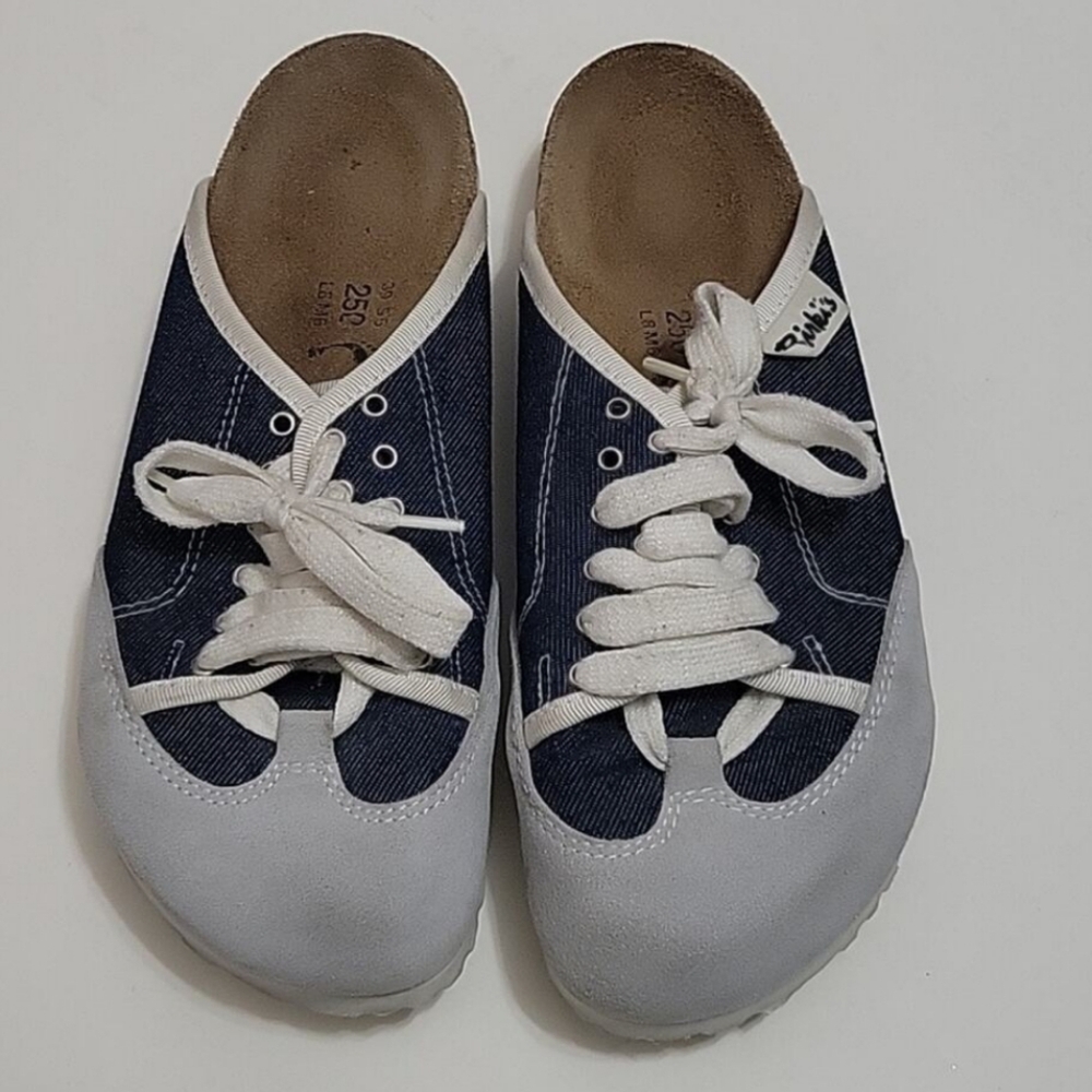 Birkenstock Blue and White Mules